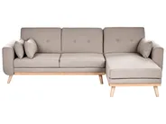 Corner Sofa Bed 3 Seater KAARINA Fabric Beige Left Hand_1095560