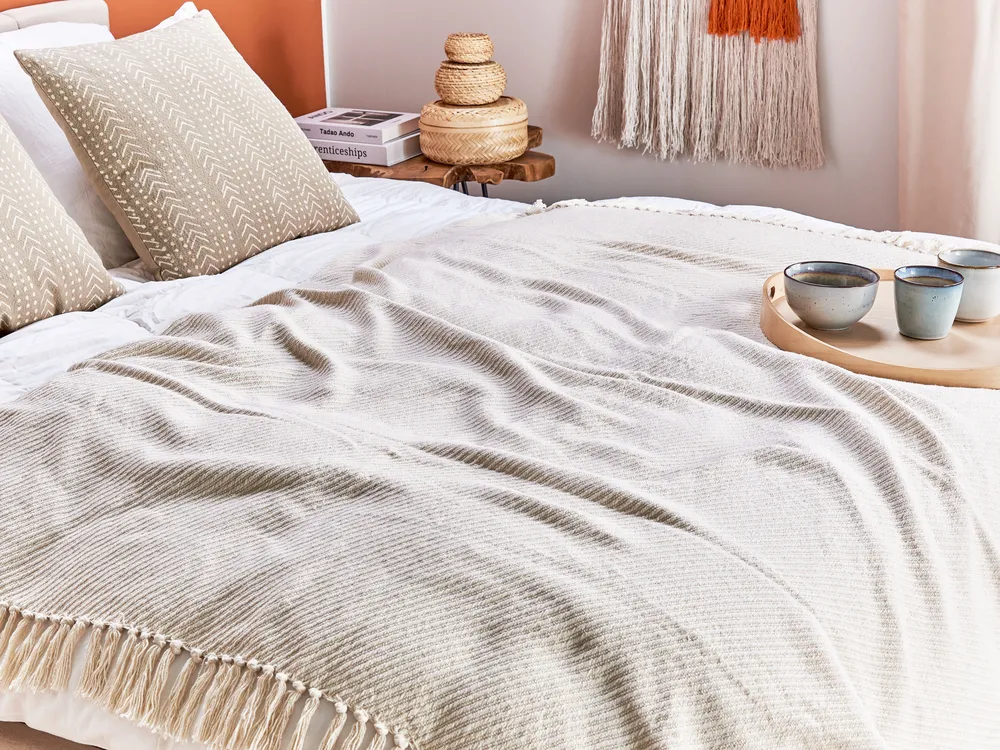 Blanket YARSA Cotton 125 x 150 cm Beige