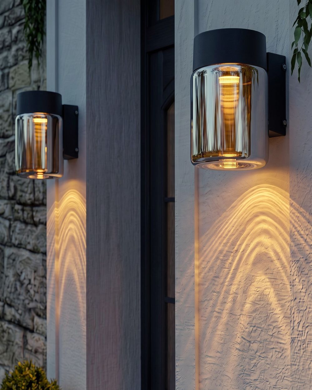 Set med 2 LED-vägglampor för utomhusbruk NEVES Svart