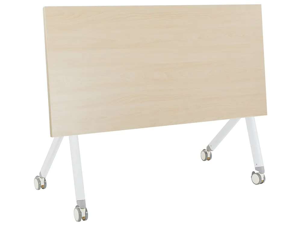 Hopfällbart skrivbord BENDI 120 cm 60 cm med hjul Ljusbrun_922210