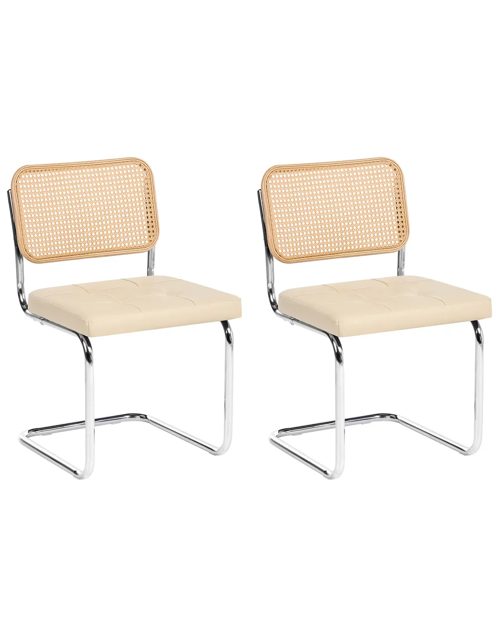 Set of 2 Dining Chairs ETHETE Faux Leather Light Beige