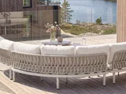 Garden Sofa 6 Seater ORIOLO with Tables Metal Light Beige_1125394