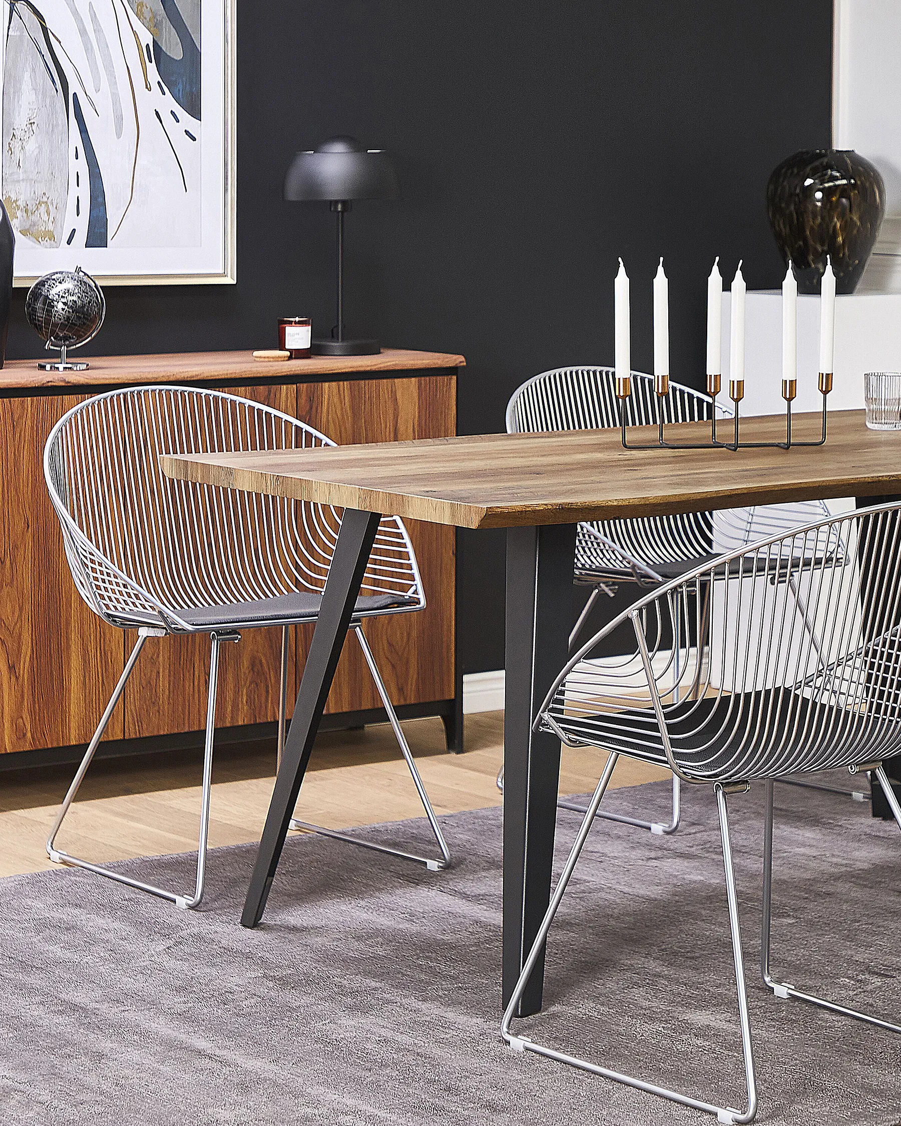 Set of 2 Dining Chairs AURORA Metal Silver_702512