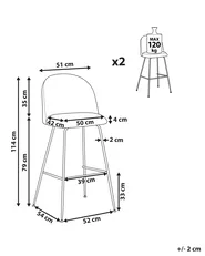 Set med 2 barstolar ARCOLA Sammet Off-White_902381
