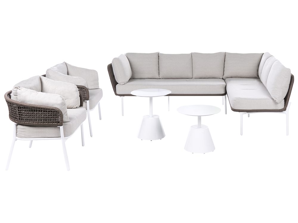 Trädgårdssoffgrupp 7-sits ROBELLA med bord Beige