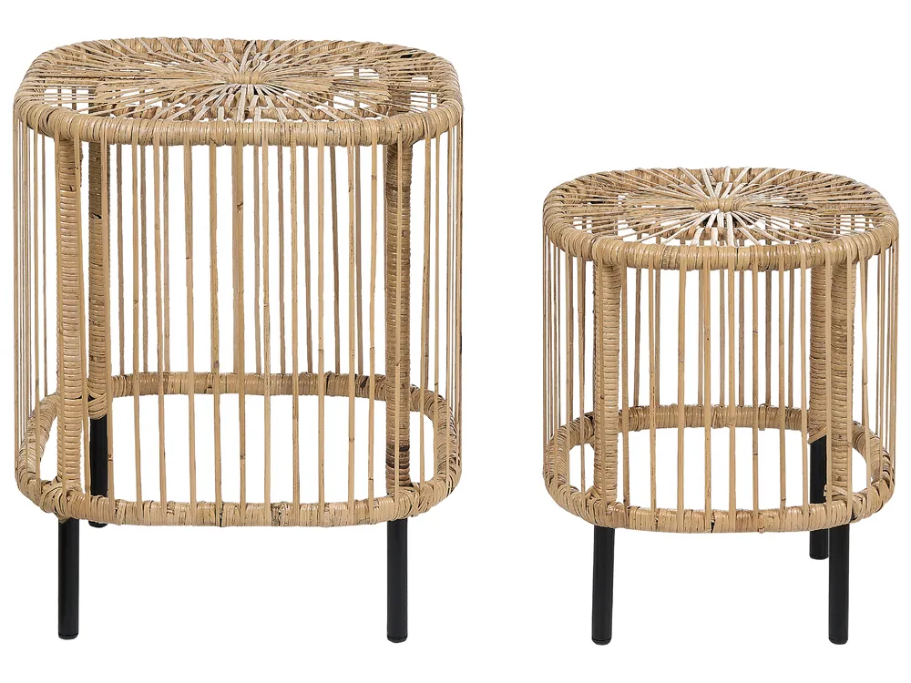 Garden Lounge Set with Table 3 Seater MARATEA/CESENATICO Rattan Natural_878550