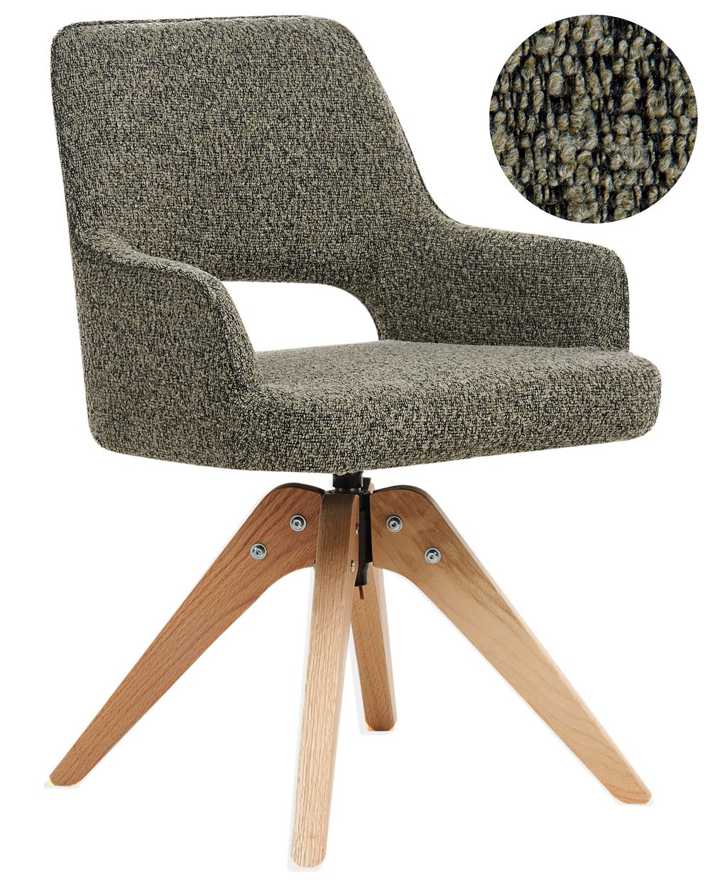 Dining Chair Swivel MORAVIA Boucle Green
