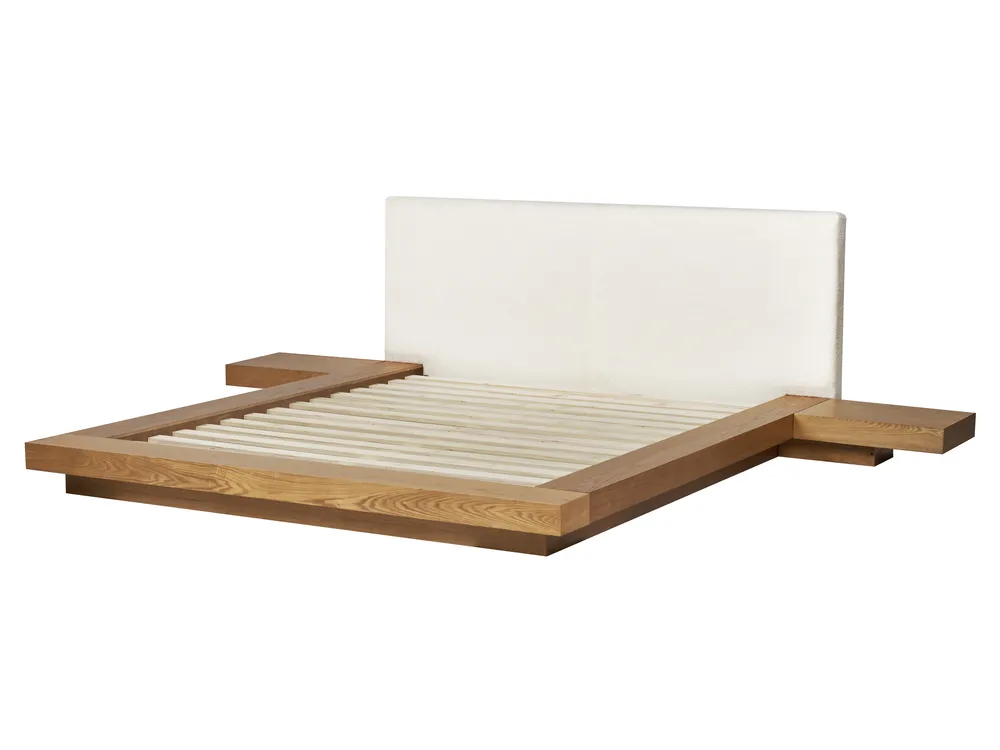 Sänky LED-valolla Buklee ZEN 160 x 200 cm LED-valo Luonnollinen saarniviilu_931182