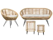 Garden Lounge Set with Table 3 Seater MARATEA/CESENATICO Rattan Natural_878408