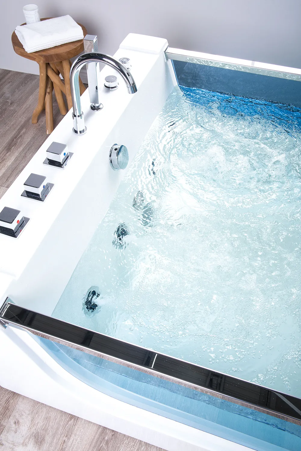 Corner Hot Tub with LED CURACAO 1800 x 1200 mm White_717965