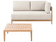 Garden Sofa with Table 2 Seater SAMPIERI Metal Light Brown_1000026
