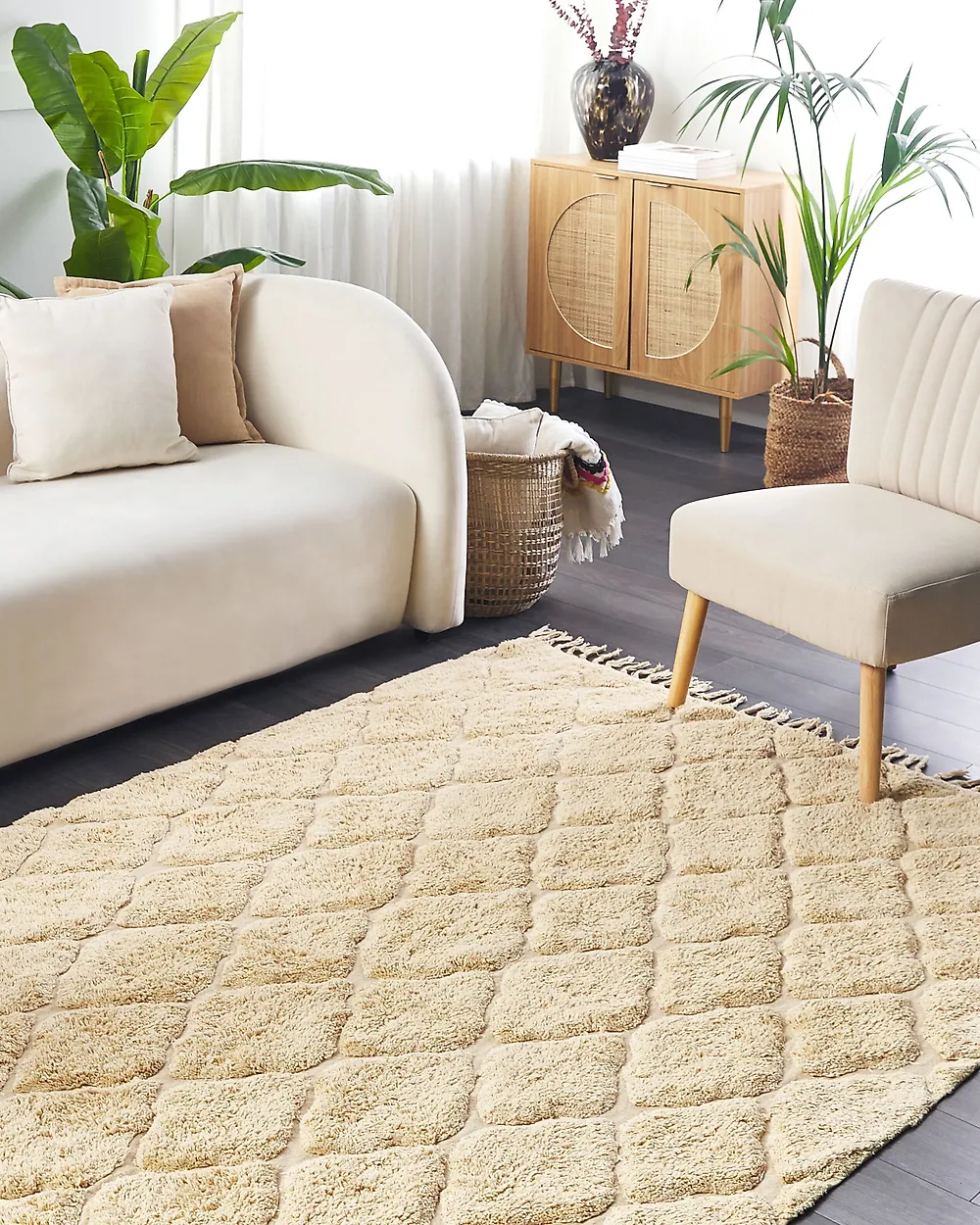 Matto SANLIURFA Beige 140 x 200 cm Puuvilla_1179262