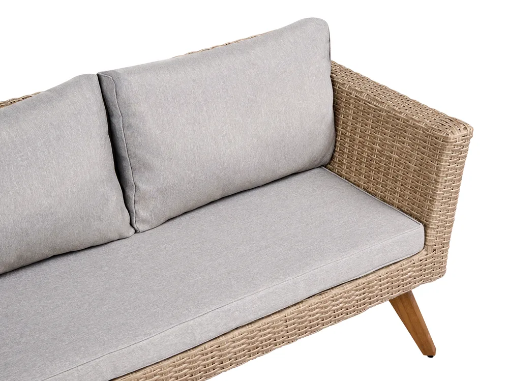Garden Corner Sofa with Table 6 Seater VITTORIA PE Rattan Grey_1091950