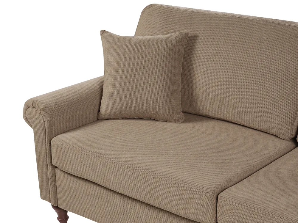 Sofa 3 Seater GINNERUP Fabric Brown_1035487