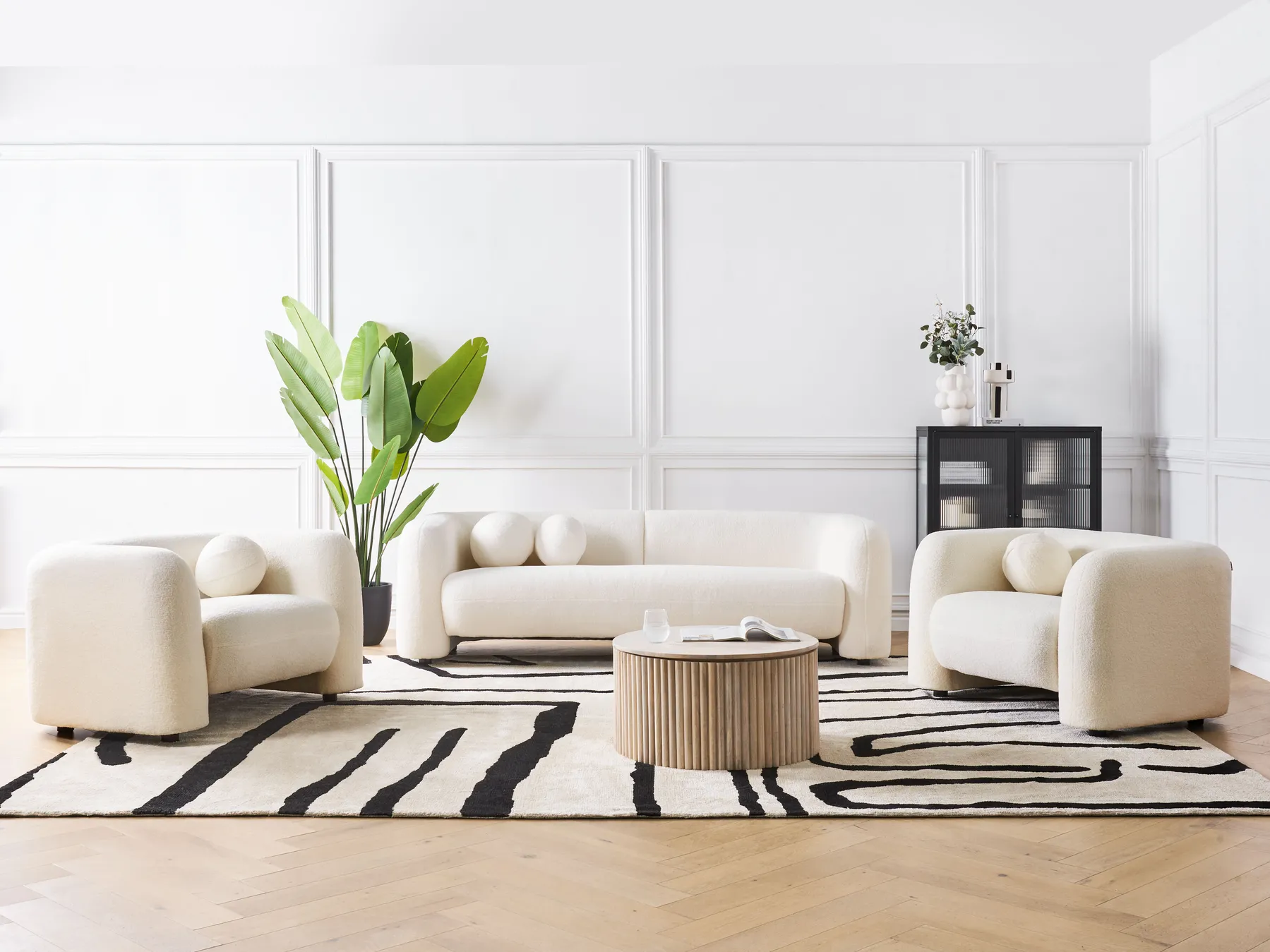 Soffgrupp 5-sits LEIREN Bouclé Vit_920806