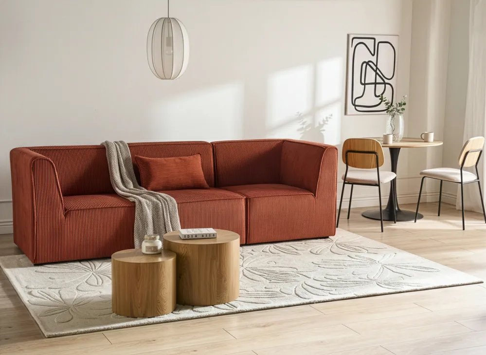Modular Sofa 3 Seater LEMVIG Corduroy Golden Brown