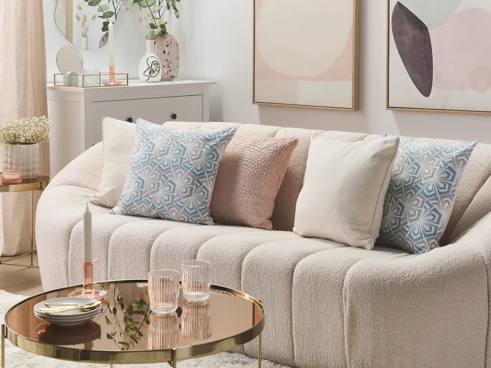Set of 2 Decorative Cushions PRIMROSE 45 x 45 cm Light Blue Ikat_1079659