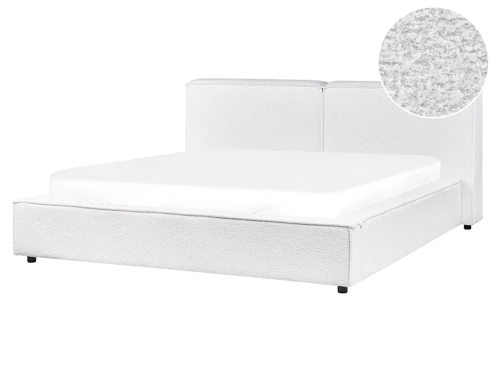 Waterbed Boucle LINARDS 160 x 200 cm (EU King Size) White