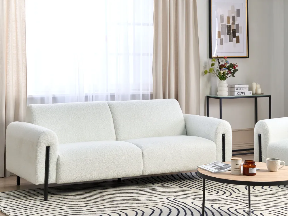Sofa 3 Seater ASKIM Boucle White