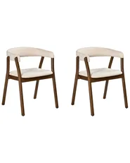 Set of 2 Dining Chairs MYLO Fabric Off-White/ Dark Brown_1015991