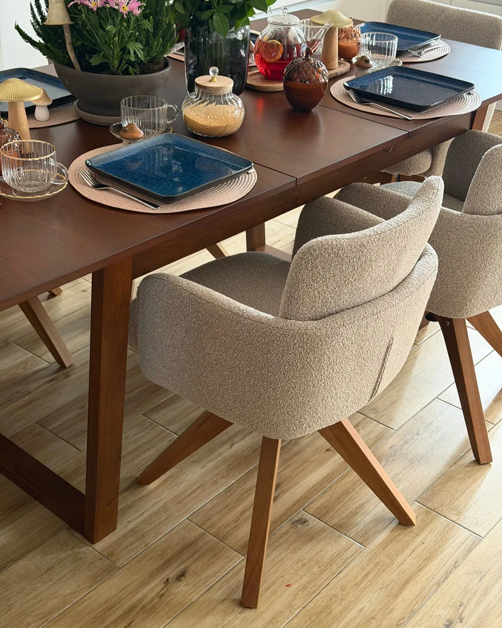 Set of 2 Dining Chairs Swivel EVELYN Boucle Beige_1174102