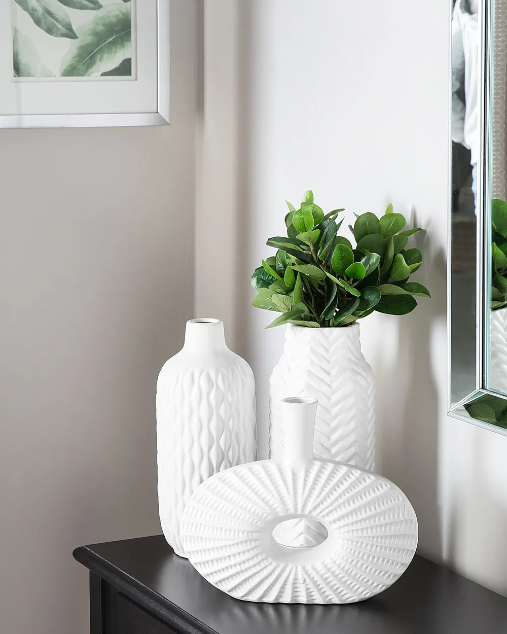 Decorative Vase EMAR 31 cm Stoneware White