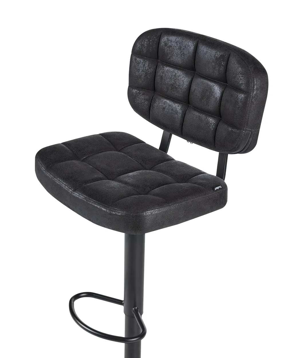 Set of 2 Bar Stools TILTON Swivel Faux Suede Black_1078325