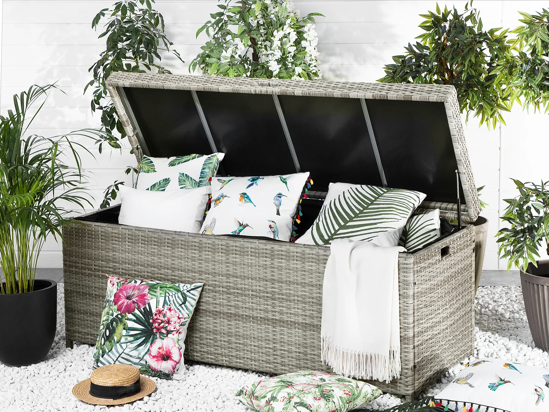 Storage Box MODENA 158 cm 63 cm PE Rattan Grey_796132