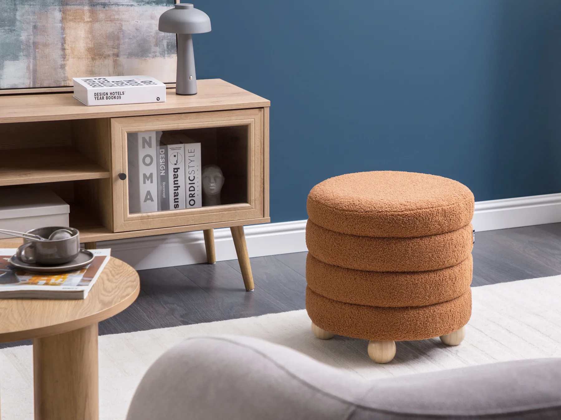 Pouffe CHILLY Boucle Golden Brown_961884