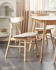 Set med 2 matstolar LYNN Trä Ljusbrun/ Beige_858550