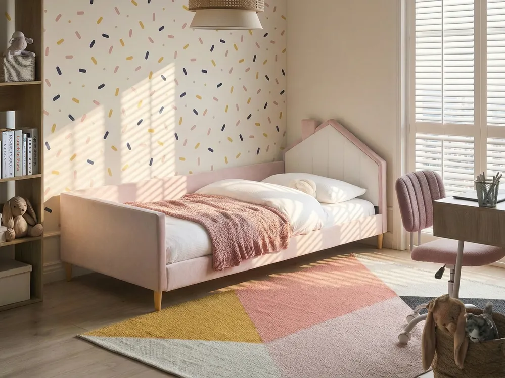 Kids Bed House Velvet KERVAN 90 x 200 cm (EU Single) Pink
