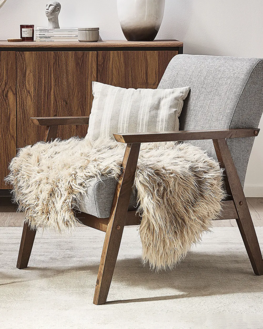 Faux Fur Rug MUNGO Beige 63 x 95 cm