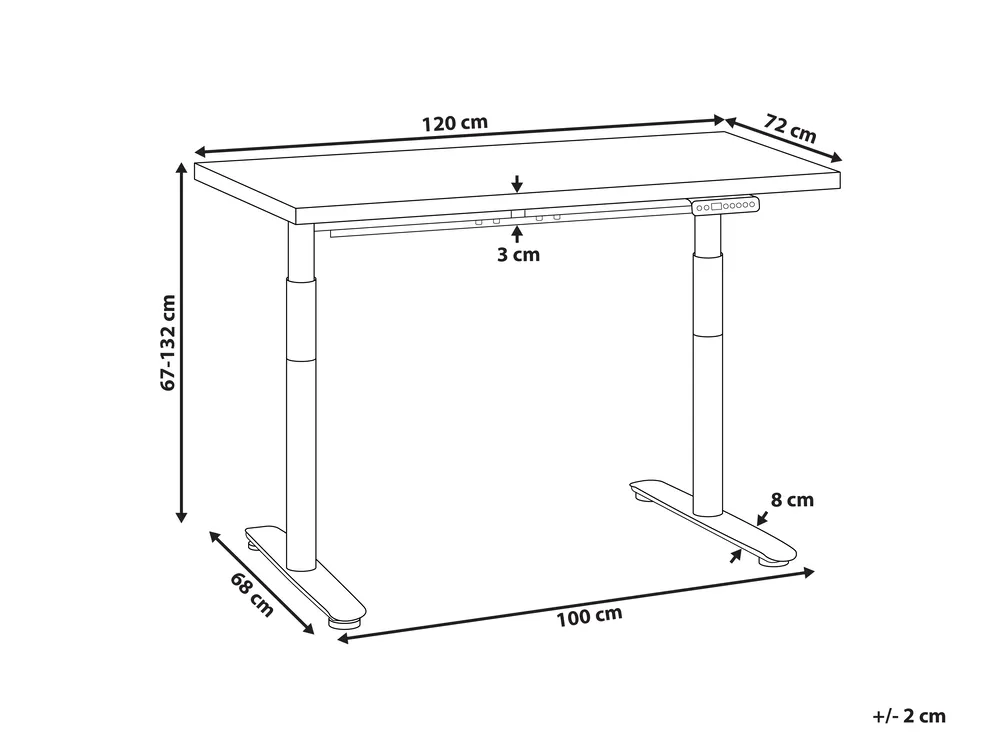 Electric Adjustable Standing Desk DESTINAS 120 cm 72 cm Black/ White_899555
