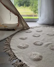 Kids Rug WAHAR Beige ø 140 cm Cotton_999478
