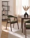 Set of 2 Dining Chairs ONECO Wood Brown/ Green