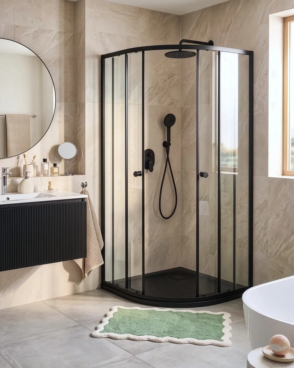 Shower Enclosure ONELLI 900 x 900 x 1900 mm Black_1116751