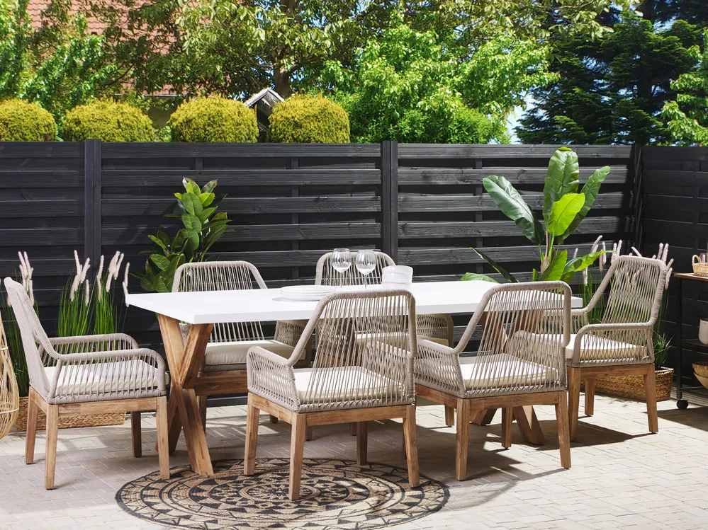 Garden Dining Set 6 Seater OLBIA with Cushions Beige