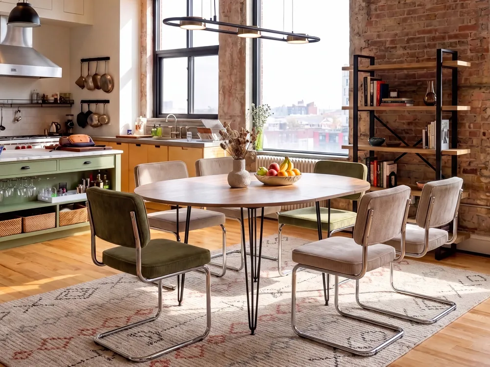 Extending Dining Table LOUISE Brown 120/160 cm 120 cm_1090611