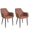 Set of 2 Dining Chairs WELLSTON Faux Leather Brown