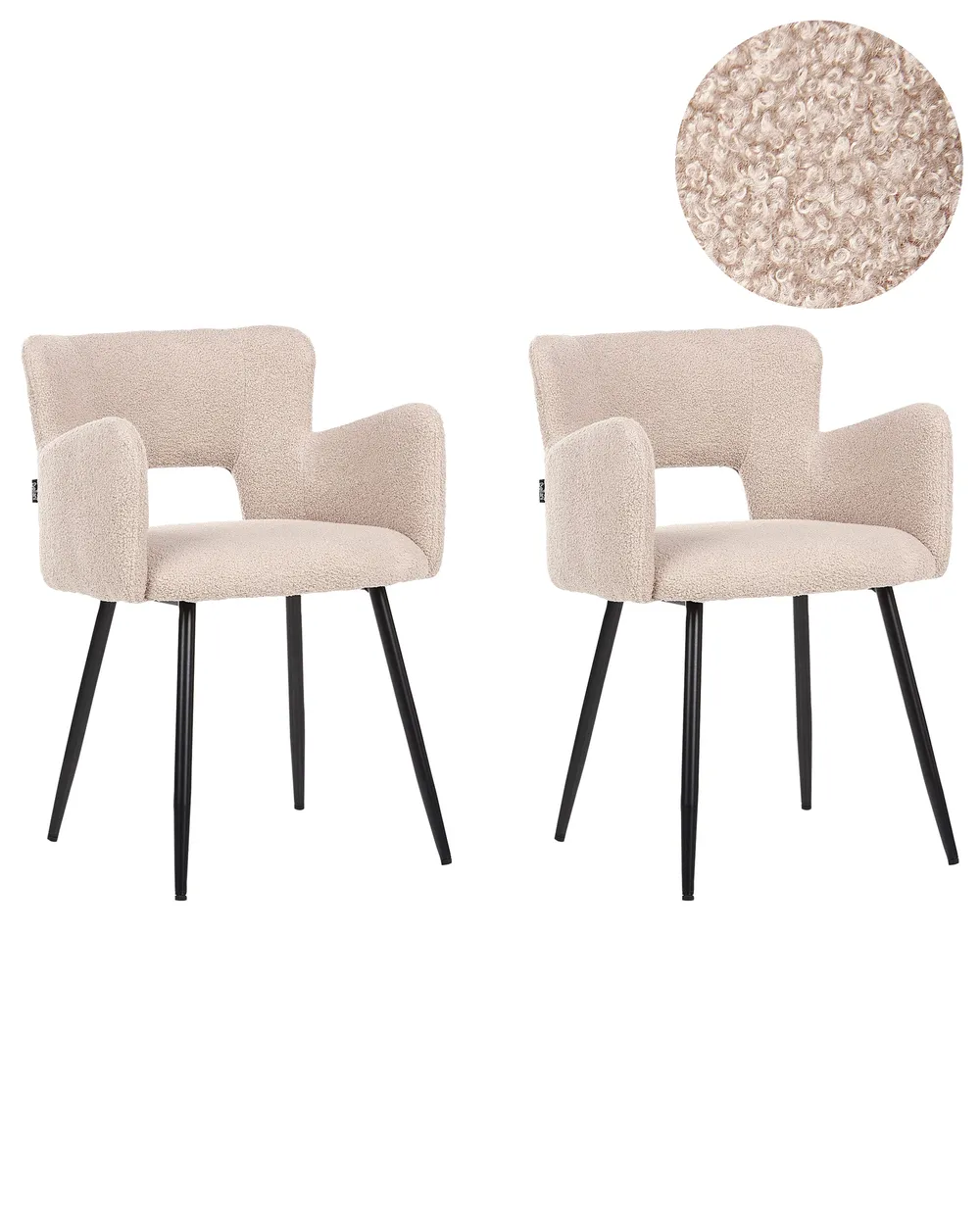 Set of 2 Dining Chairs SANILAC Boucle Beige