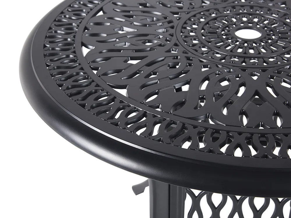 Garden Dining Set 4 Seater ANCONA with Cushions Metal Black_806895