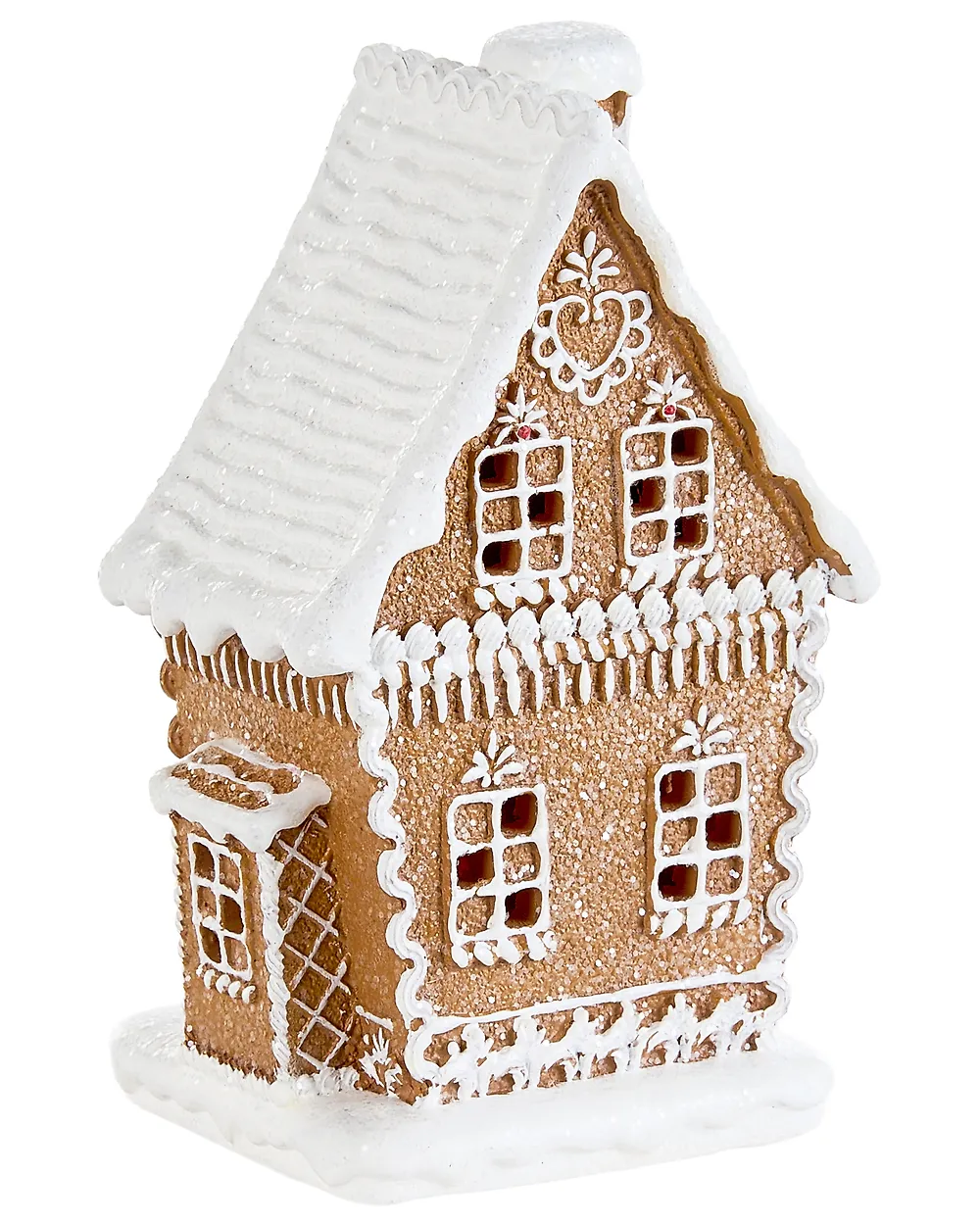 Set med 3 juldekorationer LED RIMPI 21/25/26 cm Hus Brun_1175151