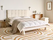 Säng med lamellram Bouclé CRESSAT 140 x 200 cm Off-White_1150969