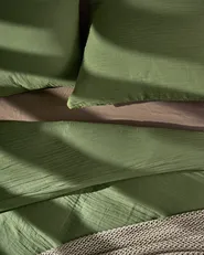 Duvet Cover Set SUMNER 220 x 240 cm Cotton Muslin Green_1060143