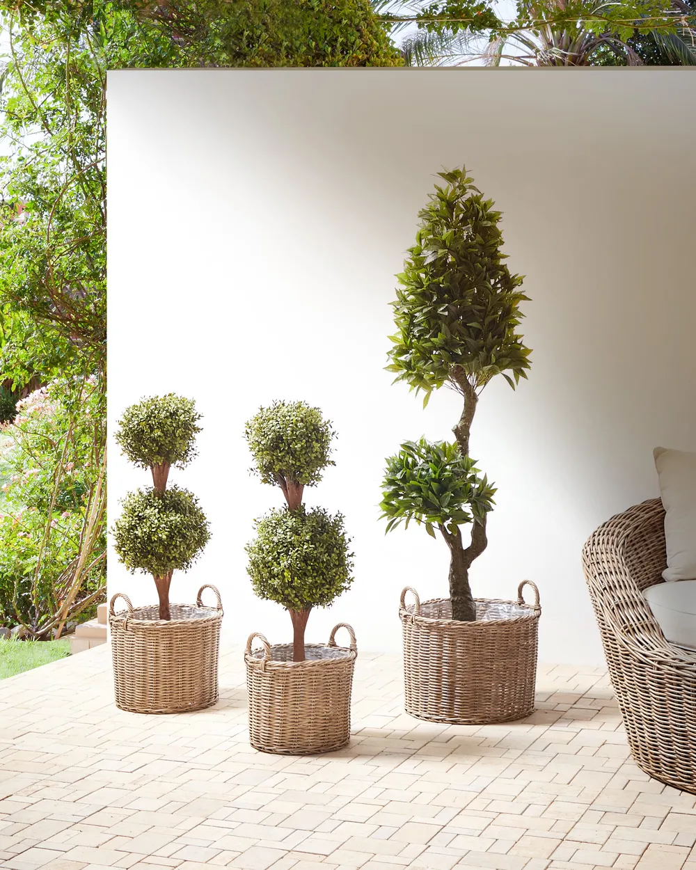 Set of 3 Wicker Planters PENDULA 33/37/45 cm PE Rattan Natural