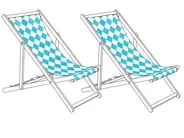 Set of 2 Sun Lounger Replacement Fabrics ANZIO/AVELLINO 113 x 44 cm Blue_1073589
