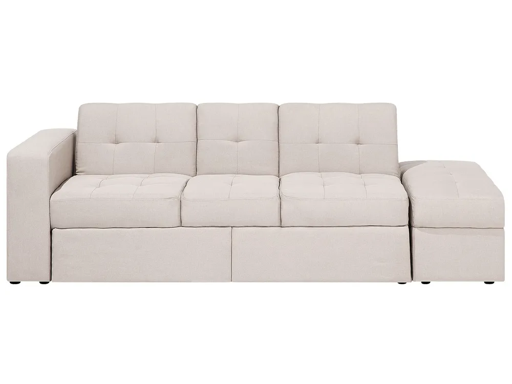Sofa Bed 3 Seater FALSTER with Storage Fabric Beige