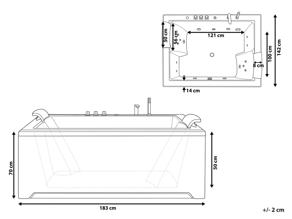 Kulmaporeamme LED-valolla SALAMANCA 183 x 142 cm Valkoinen_761830