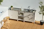 3 Piece Outdoor Kitchen Set with Sink VILAMA White Metal_974052