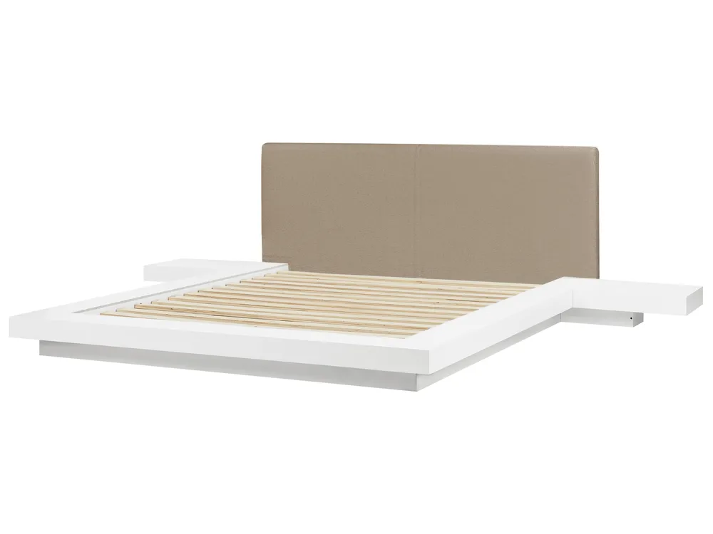 Bed with LED Boucle ZEN 160 x 200 cm (EU King Size) White_1080236